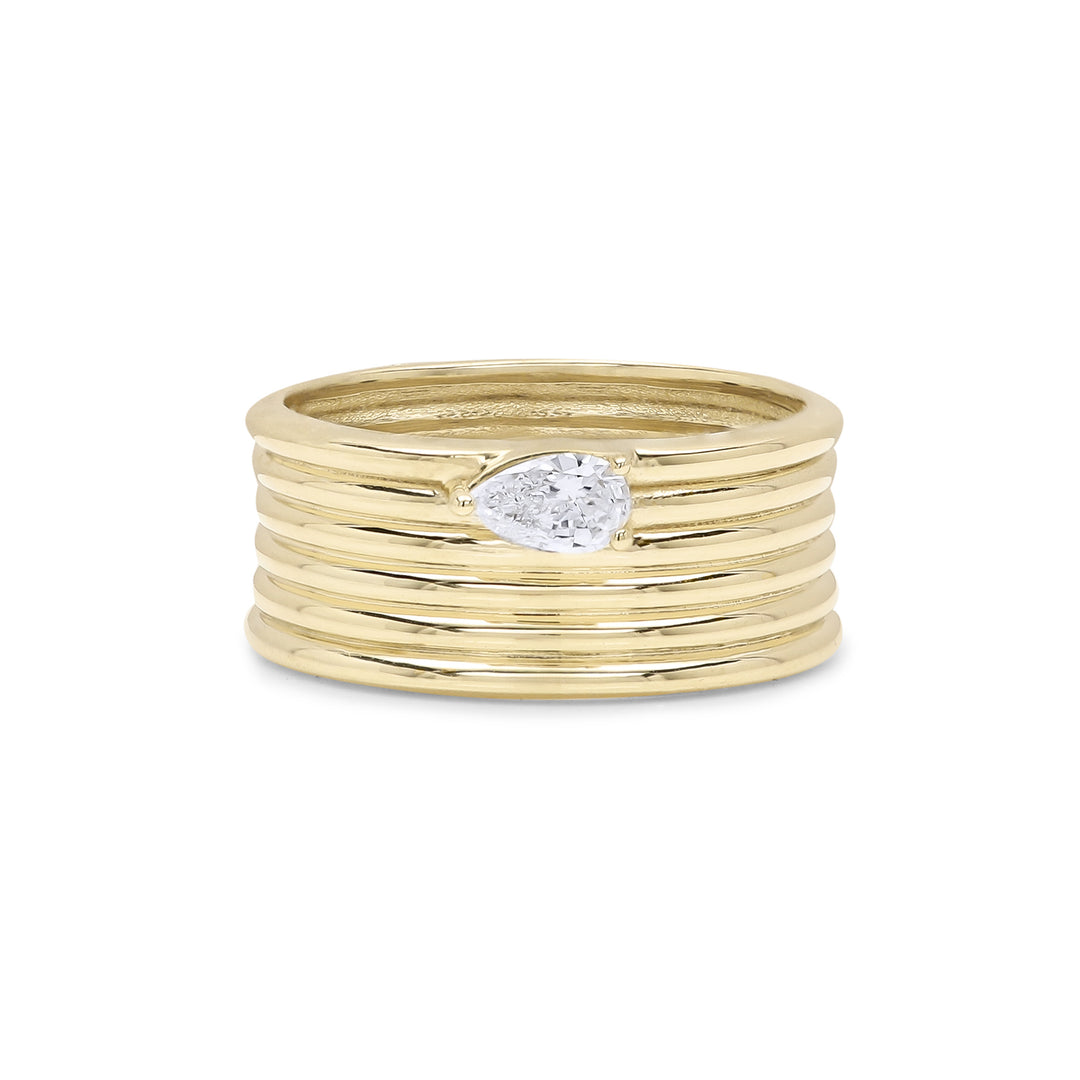 Trinity Solitaire Pear Ring