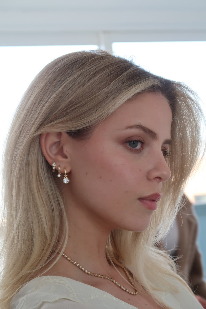 Large Diamond Bezel Earring