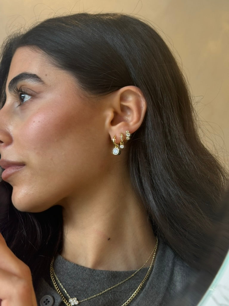 Large Diamond Bezel Earring