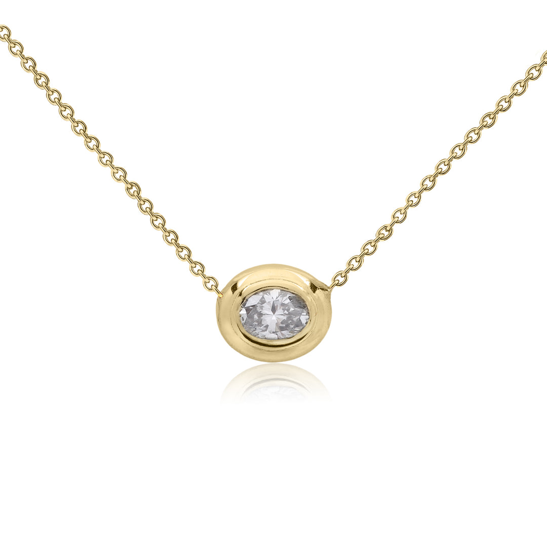 Oval Diamond Bezel Necklace