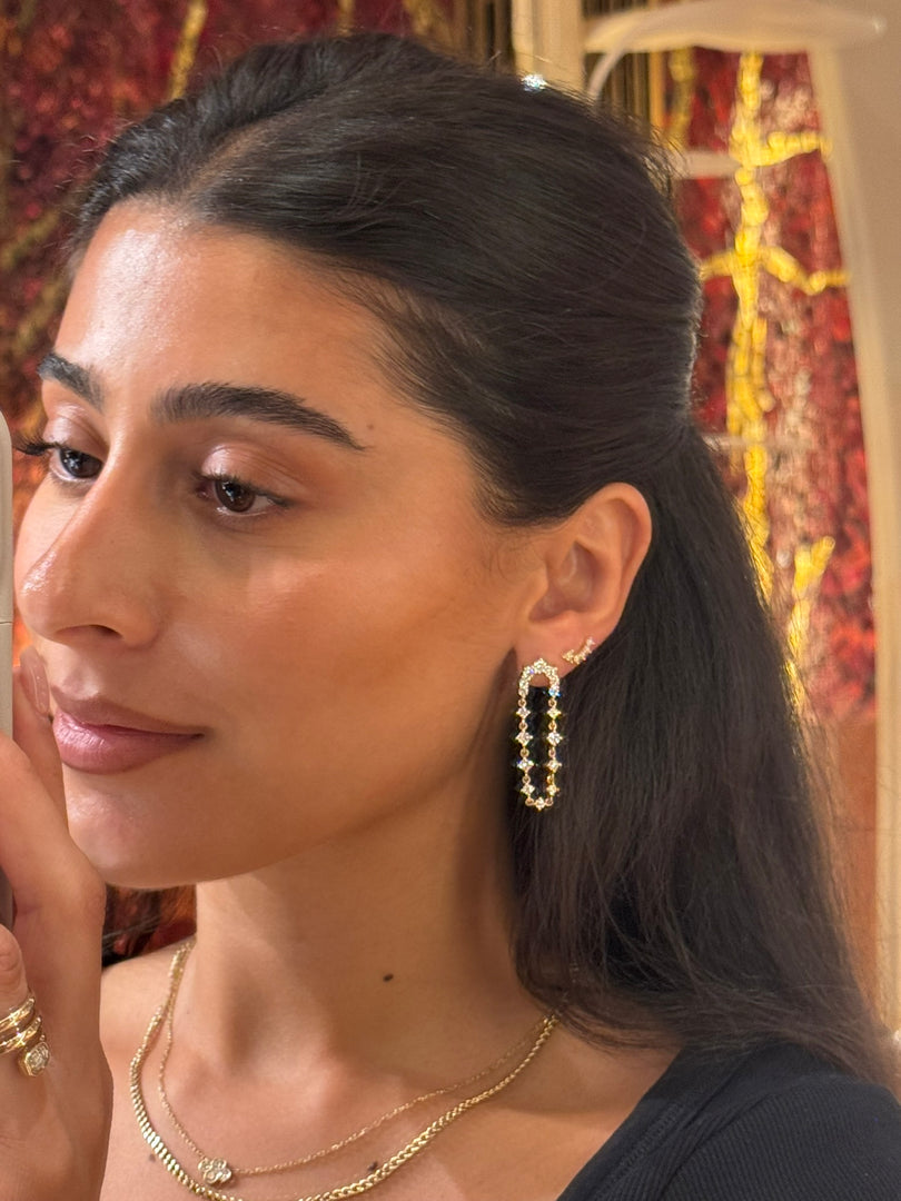 Mixed Arched Diamond Earring