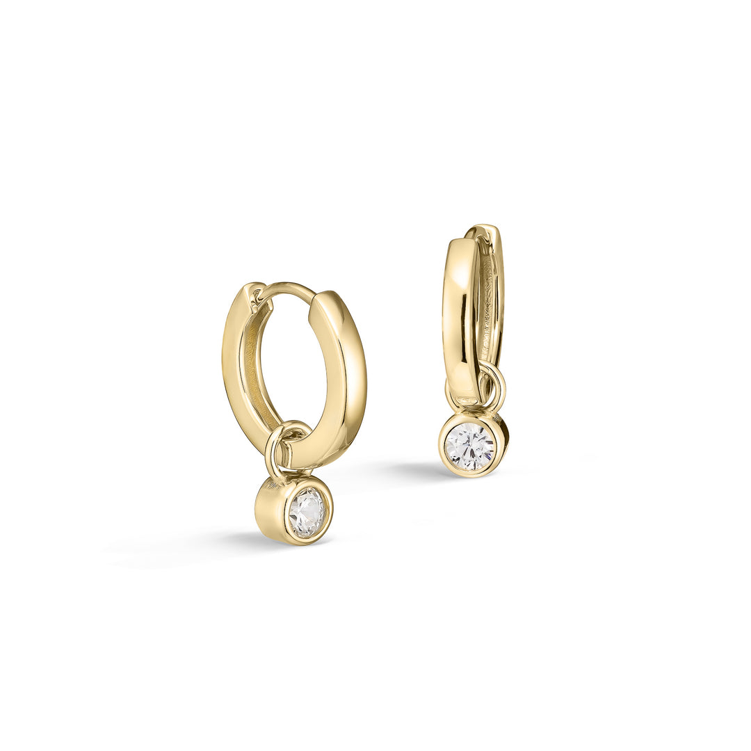 Small Bezel Diamond Huggie